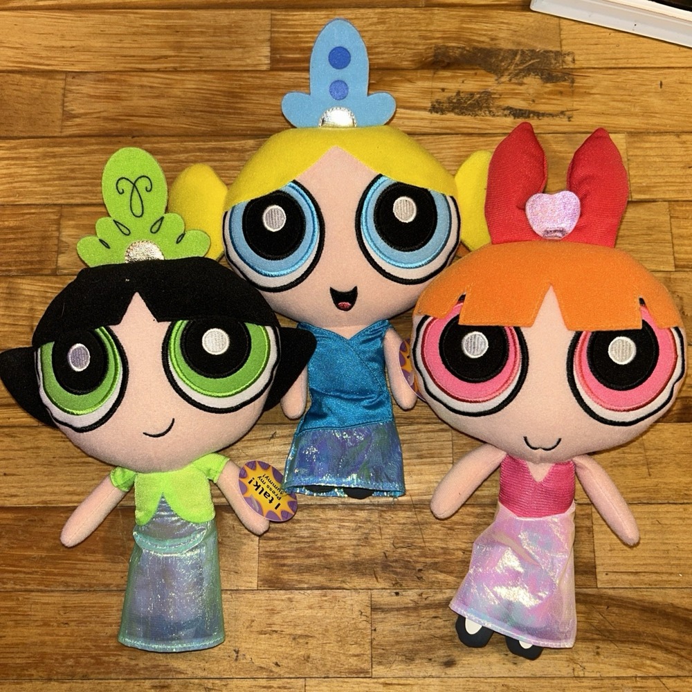 Vintage Power Puff Girls Princess Lot Plush Dolls Cartoon Network Bubbles P5